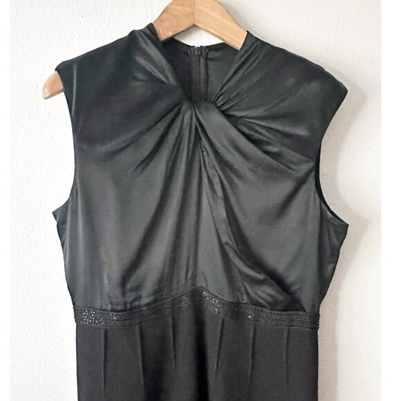 Carmen Marc Valvo Silk & Wool Beaded Black Cocktail Dress women’s size 14 - Picture 2 of 15
